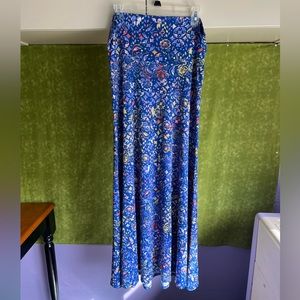 LuLaRoe Blue Floral Print Maxi Skirt